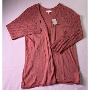 NWT Maurices Mauve Dusty Rose Pink‎ Cardigan Crochet Floral Sleeves XL Boho
